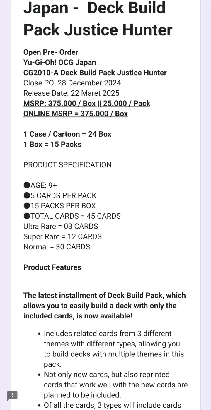 Yugioh OCG Japan Deck Build Pack Justice Hunter | Xiaoken Shop